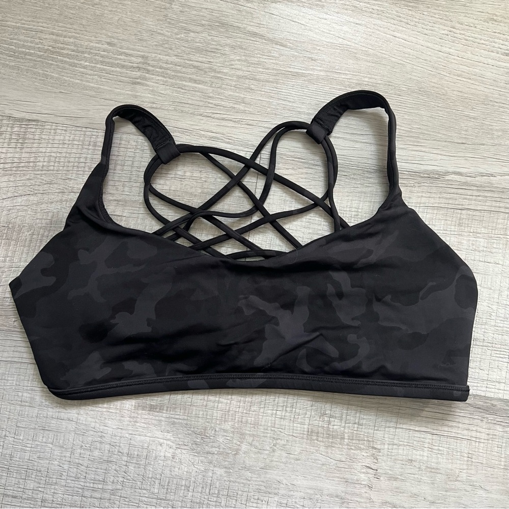 LULULEMON Free To Be Bra Wild Incognito Camo Multi Black Grey Size 10 - Picture 5 of 13